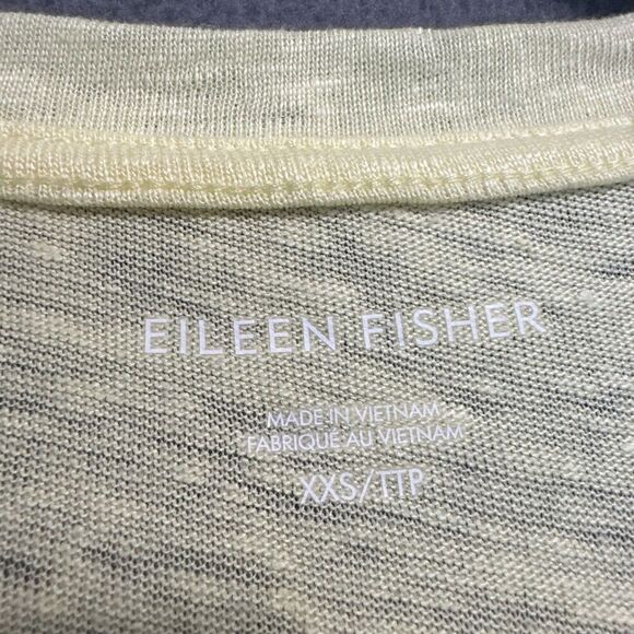 NWT Eileen Fisher 100% Organic Linen Jersey Crew Neck T Shirt Citrus Yellow XXS - Picture 8 of 10